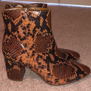 Franco Sarto Bianco Snakeskin Embossed Boots